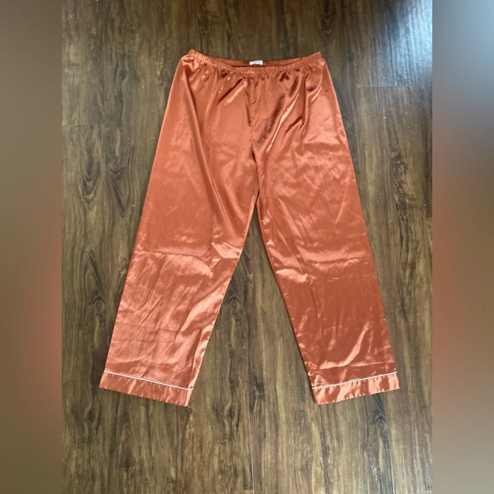 Satin Two-Piece Pajama Set in Rust